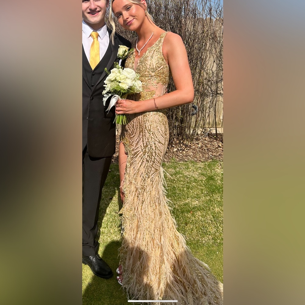 Portia and Scarlett Gold Prom Dress
